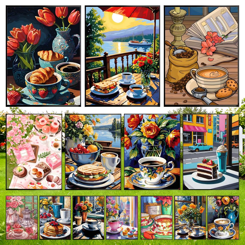 Coffee Tea Images - Nachmittagstee-Kaffeetassen-Design, glatte Oberfläche, gemütliches Klassenzimmer-Poster, klarer