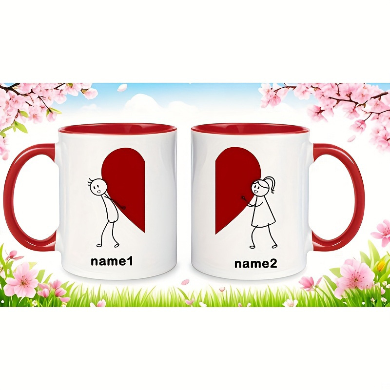 Coffee Tea Name - Personalisierbare Tassen mit Herzform-Design als Valentinstagsgeschenk,