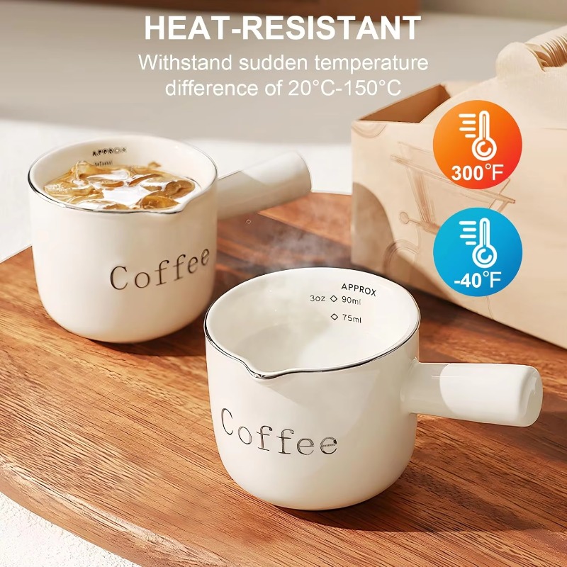Coffee Tea With Milk - Mini-Keramik-Kaffeetasse mit Henkel, V-förmiger Ausgießer, Milchtasse,