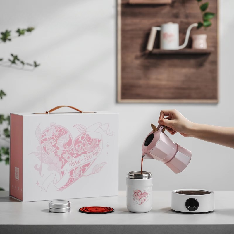 Moka Pot Stove - MHW-3BOMBER Moka-Kanne-Set Espresso Moka-Kaffee-Box mit Tasse
