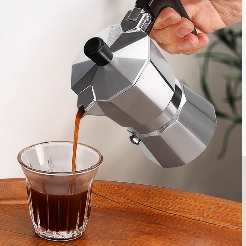 Moka Pot Stove - Moka-Kanne, italienische Kaffeemaschine, Espresso, Aluminium, Geysir,